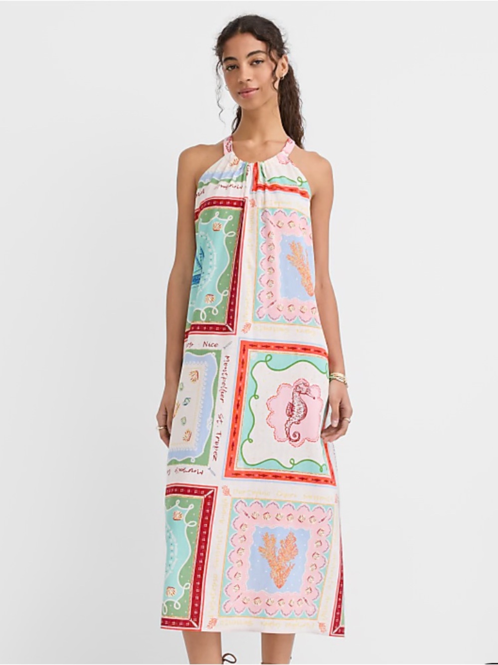 Riviera Linen Cotton Midi Pocket Halter Dress